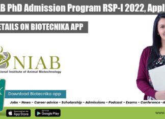 NIAB PhD Admission 2022