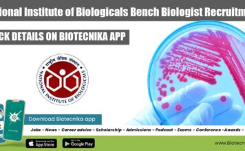 National Institute of Biologicals Bench Biologist Recruitment NIB Bench Biologist Job