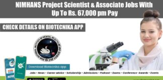 NIMHANS Project Jobs 2022