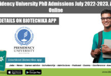 Presidency University PhD Admissions July 2022-2023, Apply Online Presidency University PhD Admissions
