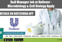 R&D Manager Job at Unilever – Microbiology & Cell Biology Apply R&D Manager Job at Unilever