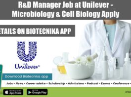 R&D Manager Job at Unilever