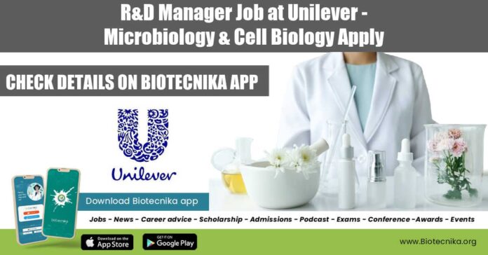 R&D Manager Job at Unilever