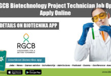 Govt RGCB Biotechnology Project Technician Job Opening, Apply Online RGCB Biotech Project Technician