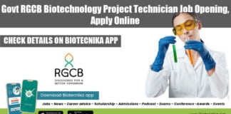 RGCB Biotech Project Technician