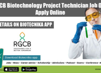 RGCB Biotech Project Technician