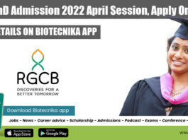 RGCB PhD Admission 2022