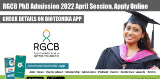 RGCB PhD Admission 2022