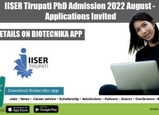 IISER Tirupati PhD 2022