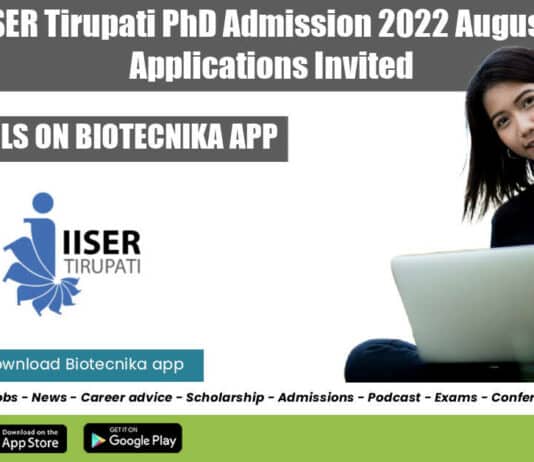 IISER Tirupati PhD 2022