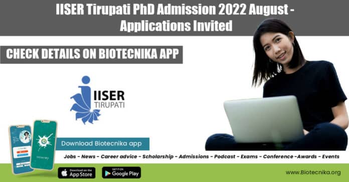 IISER Tirupati PhD 2022