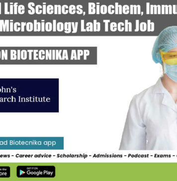 Freshers SJRI Life Sciences, Biochem, Immunology & Microbiology Lab Tech Job SJRI Jobs 2022