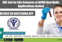 SRF Job For Life Sciences at AIIMS New Delhi, Applications Invited SRF Job For Life Sciences