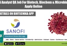 Sanofi Analyst QA Job For Biotech, Biochem & Microbiology – Apply Online Sanofi Analyst QA Job