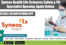 Syneos Health Life Sciences Safety & PV Specialist Opening, Apply Online Syneos Health Life Sciences
