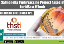THSTI Salmonella Typhi Vaccine Project Associate Job For MSc & MTech THSTI Jobs 2022
