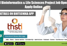 THSTI Bioinformatics & Life Sciences Project Job Opening – Apply Online THSTI Project Job Vacancy