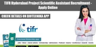 TIFR Hyderabad Project Vacancy