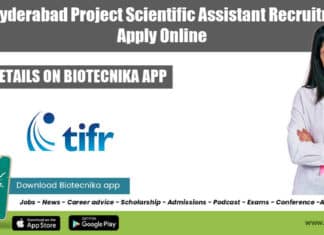 TIFR Hyderabad Project Vacancy