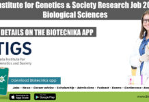 Tata Institute for Genetics & Society Research Job 2022 For Biological Sciences TIGS Biological Sciences Vacancy