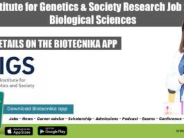 TIGS Biological Sciences Vacancy