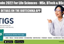 TIGS Jobs 2022 For Life Sciences – MSc, BTech & BSc Apply TIGS Jobs 2022