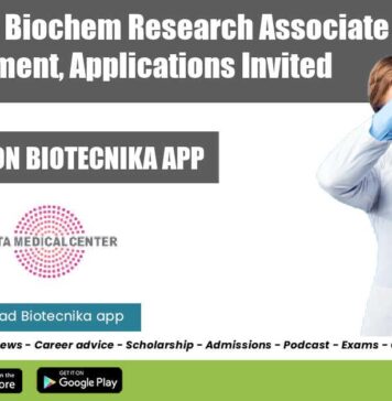 TMC Kolkata Biochem Research Associate Recruitment, Applications Invited TMC Kolkata Biochem Research