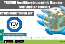 TUV SUD Food Microbiology Job Opening – Lead Auditor Vacancy TUV SUD Food Microbiology