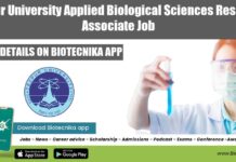 Tezpur University Applied Biological Sciences Research Associate Job Tezpur University Applied Biological