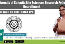 University of Calcutta Life Sciences Research Fellow Recruitment University of Calcutta Job