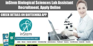 inStem Lab Assistant Recruitment