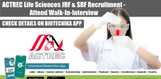 ACTREC Life Sciences JRF