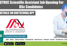ACTREC Scientific Assistant Job Opening For BSc Candidates ACTREC Scientific Assistant Job
