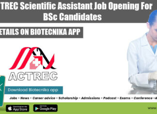 ACTREC Scientific Assistant Job
