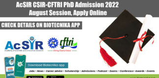 AcSIR CSIR-CFTRI PhD 2022