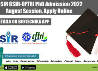 AcSIR CSIR-CFTRI PhD 2022