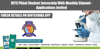 BITS Pilani Student Internship