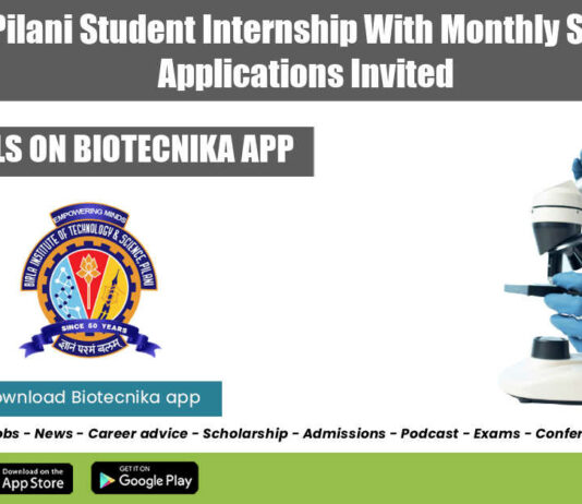 BITS Pilani Student Internship