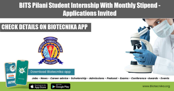 BITS Pilani Student Internship