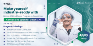 Biocon-KGI Certificate Program in Biosciences Batch XXII Admissions Open