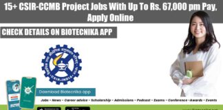CSIR-CCMB Project Jobs
