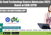 MSc Food Technology Course Admission 2022-24 Batch at CSIR-CFTRI CSIR-CFTRI Food Tech Admissions