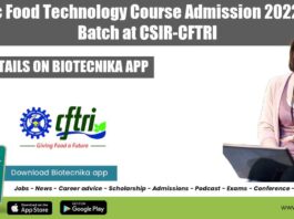 CSIR-CFTRI Food Tech Admissions