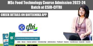 CSIR-CFTRI Food Tech Admissions
