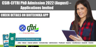 CSIR-CFTRI PhD Admission 2022