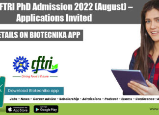 CSIR-CFTRI PhD Admission 2022