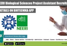CSIR-NEERI Biological Sciences Project Assistant Recruitment CSIR-NEERI Biological Sciences Project