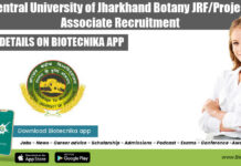 Central University of Jharkhand Botany JRF/Project Associate Recruitment CUJ JRF Job Opening