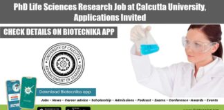 Calcutta University PhD Job