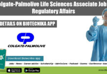 Colgate-Palmolive Life Sciences Associate Job In Regulatory Affairs Colgate-Palmolive Life Sciences Associate